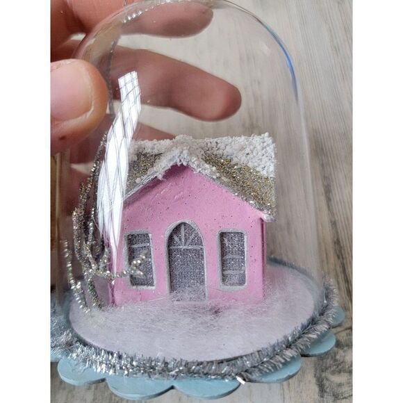 Snow house dome glitter joy ornament Xmas Decor - Picture 2 of 6